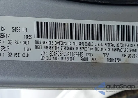 2010 Dodge Journey Sxt from USA, damaged, VIN 3D4PG5FV2AT167445